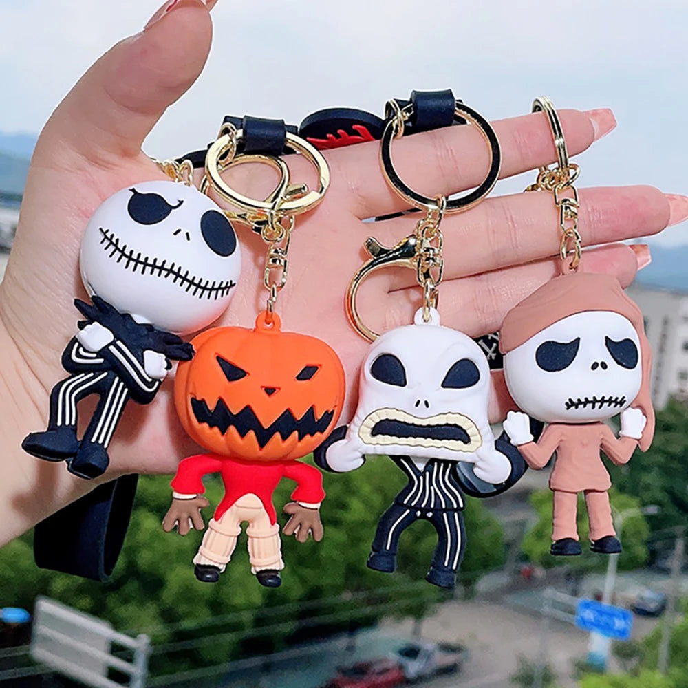 Porte-clés le cauchemar avant noël, crâne Sally Jack, film d'horreur d'halloween, bijoux, accessoires de sac à dos, porte-clés, cadeaux