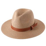 56-58-59-60CM New Natural Panama Soft Shaped Straw Hat Summer Women/Men Wide Brim Beach Sun Cap UV Protection Fedora Hat