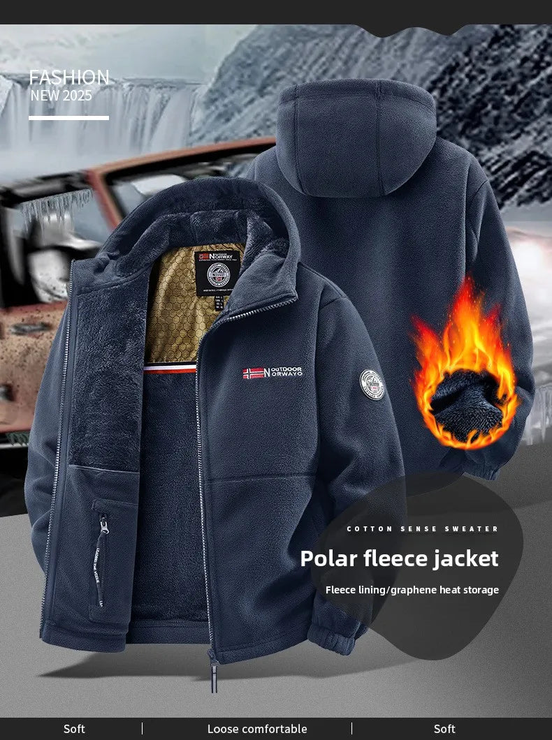 Veste polaire à capuche homme – Graphène et coupe épaisse