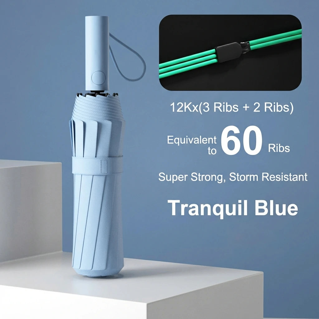 Parapluie 24 Sofia renforcé pour hommes et femmes, protection solaire anti-UV, pour le bain d'affaires, résistant au vent et durable