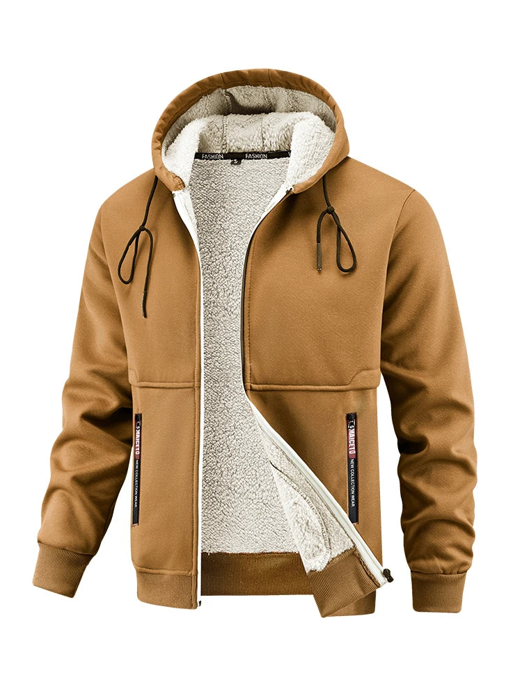 Manteau Homme Polaire d'Agneau - Capuche Chaude