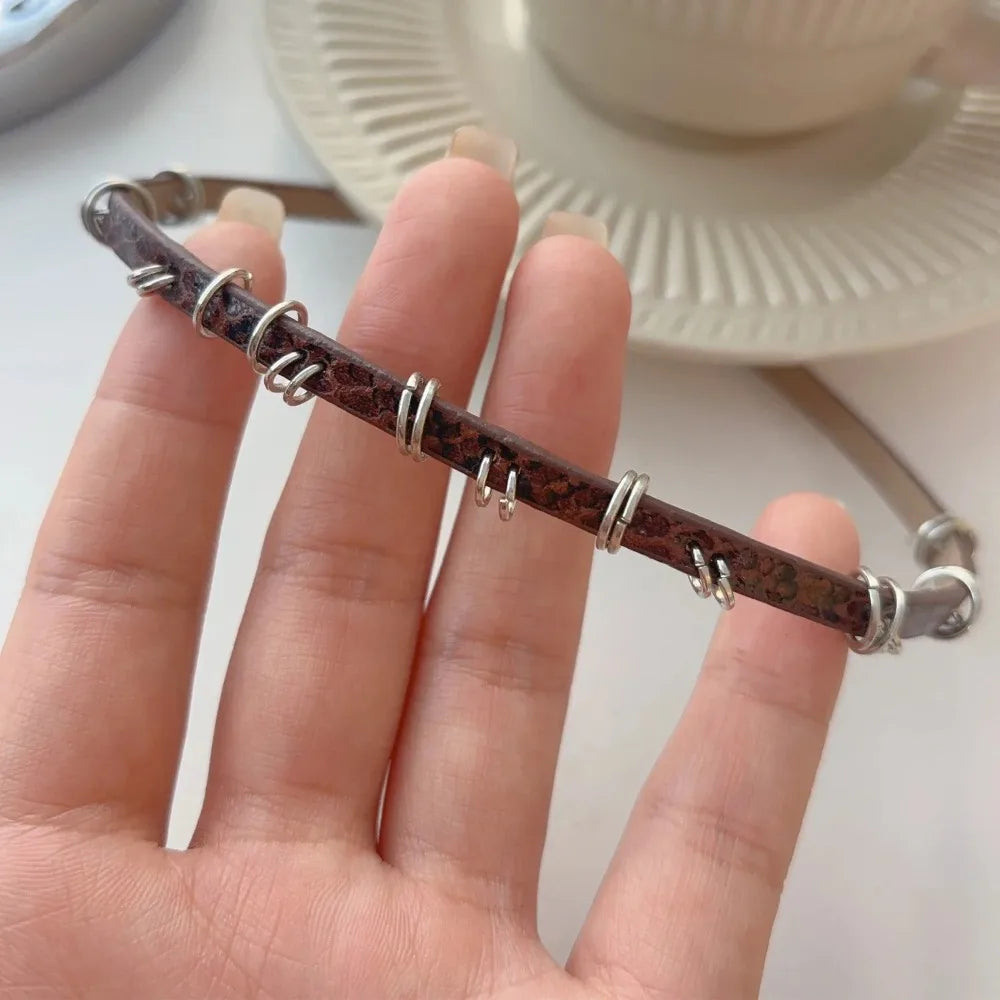 Collier Ras-du-Cou Y2K en Cuir – Gothique Halloween