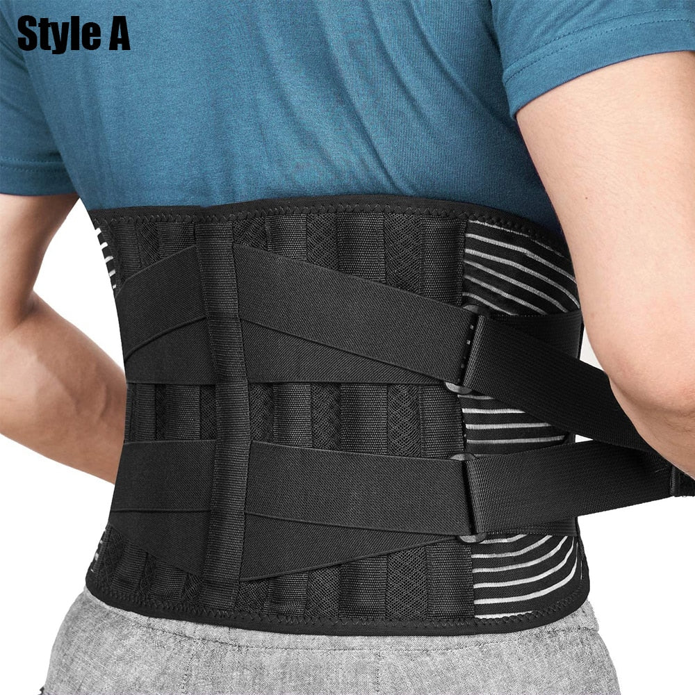 Elstiac Lumbar Back Belt Waist Support Trainer Adjustable Lumbar Pad with 6 Stays Abdominal Binder Fitness Gym Belts Women Men