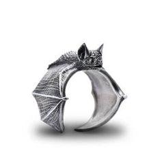 Bague chauve-souris foncée rétro pour hommes, couleur or argent, Punk de rue gothique, réglable, accessoires de bijoux faits à la main, cadeau d'halloween