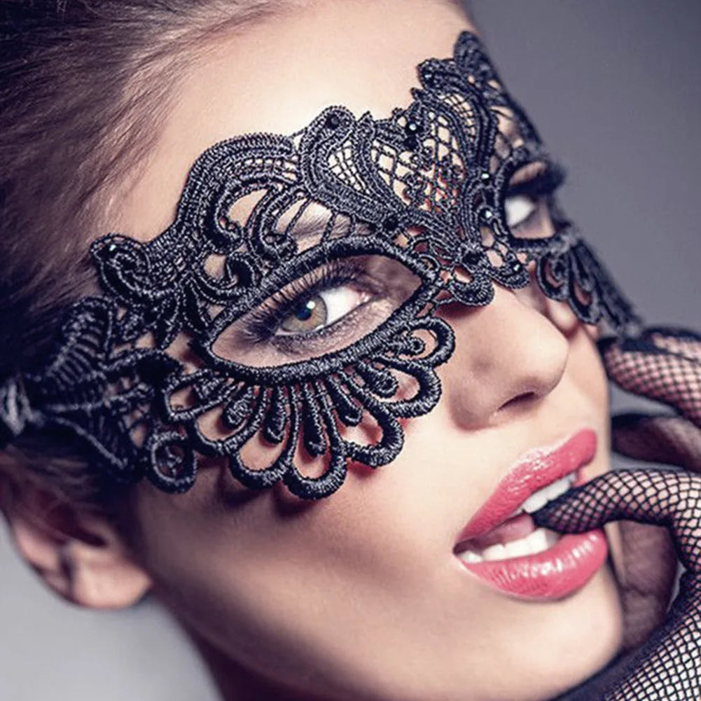 Masque Dentelle Bal Masqué Halloween - Cape Demi-Visage Femme