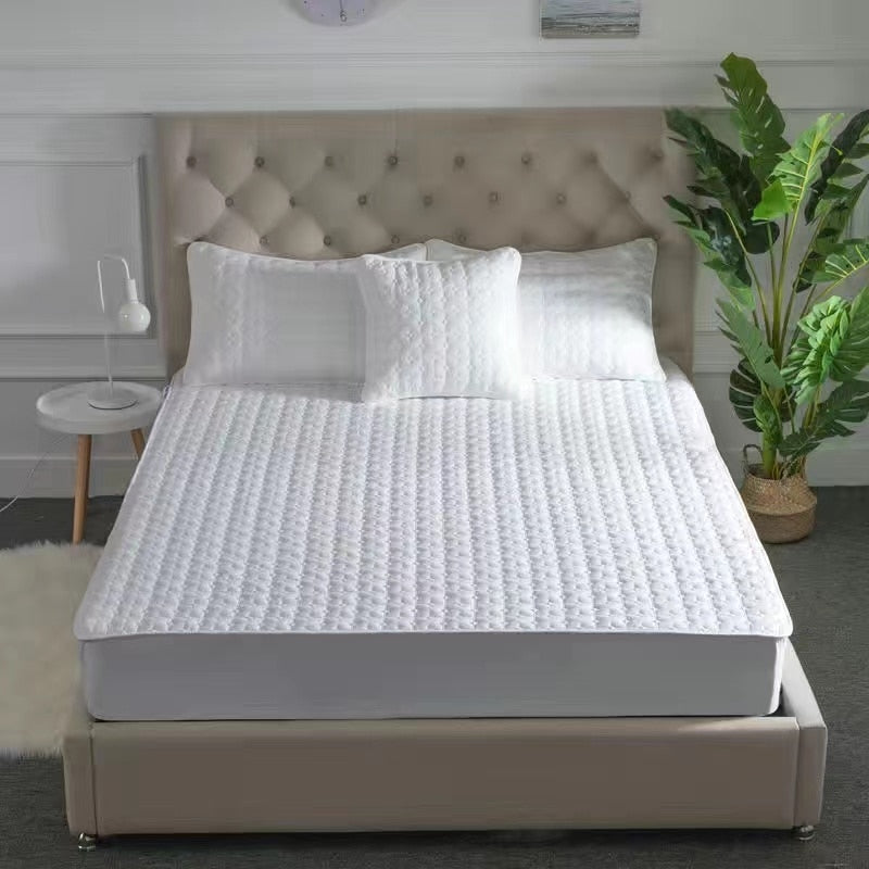 Thicken Quilted Mattress Cover King Queen Quilted Bed Fitted Bed Sheet Anti-Bacteria Mattress Topper Air-Permeable Bed Pad