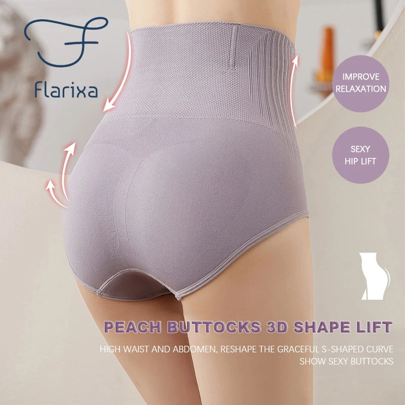 Flarixa Seamless Women's Panties High Waist Flat Belly Panties Body Shaping Underwear Comfort Postpartum Abdominal Pants Briefs