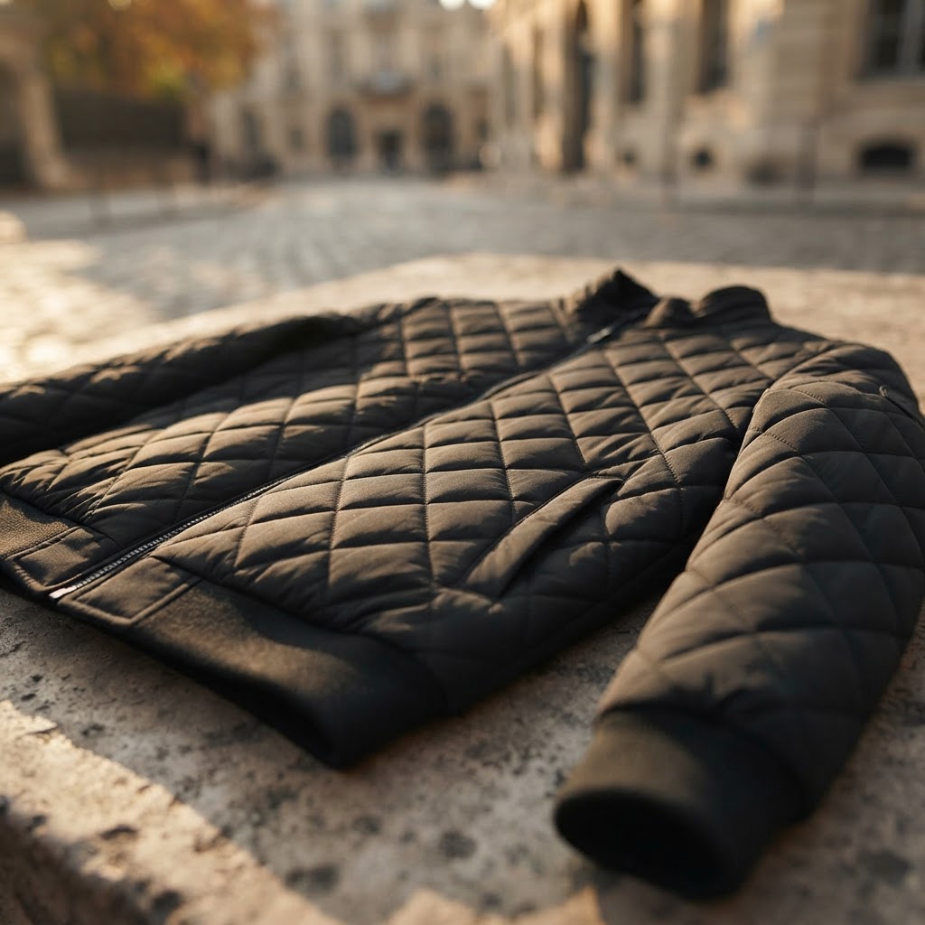 Affichez un look moderne et élégant avec le motif diamant distinctif de cette veste tendance pour hommes, parfaite pour un style décontracté et urbain.