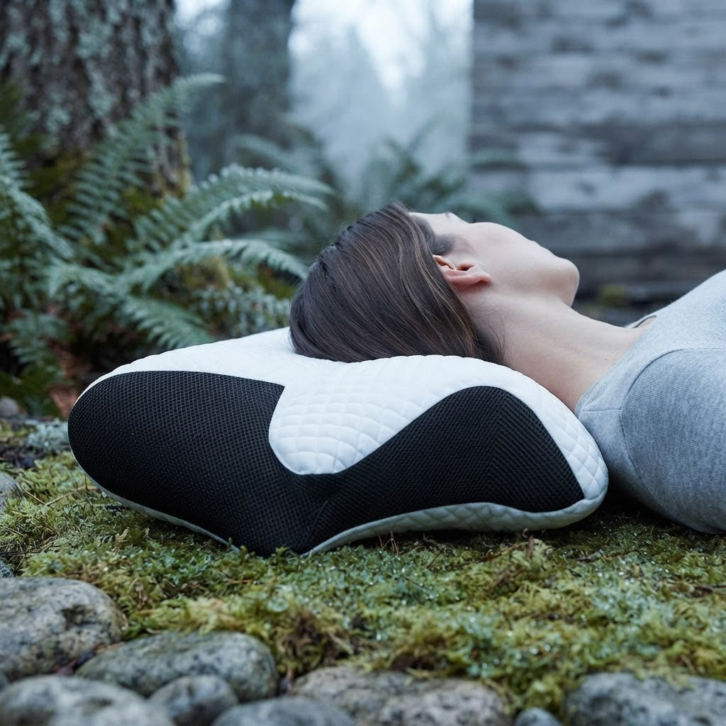 Design profilé innovant qui améliore la posture de sommeil pour prévenir les douleurs cervicales et dorsales.