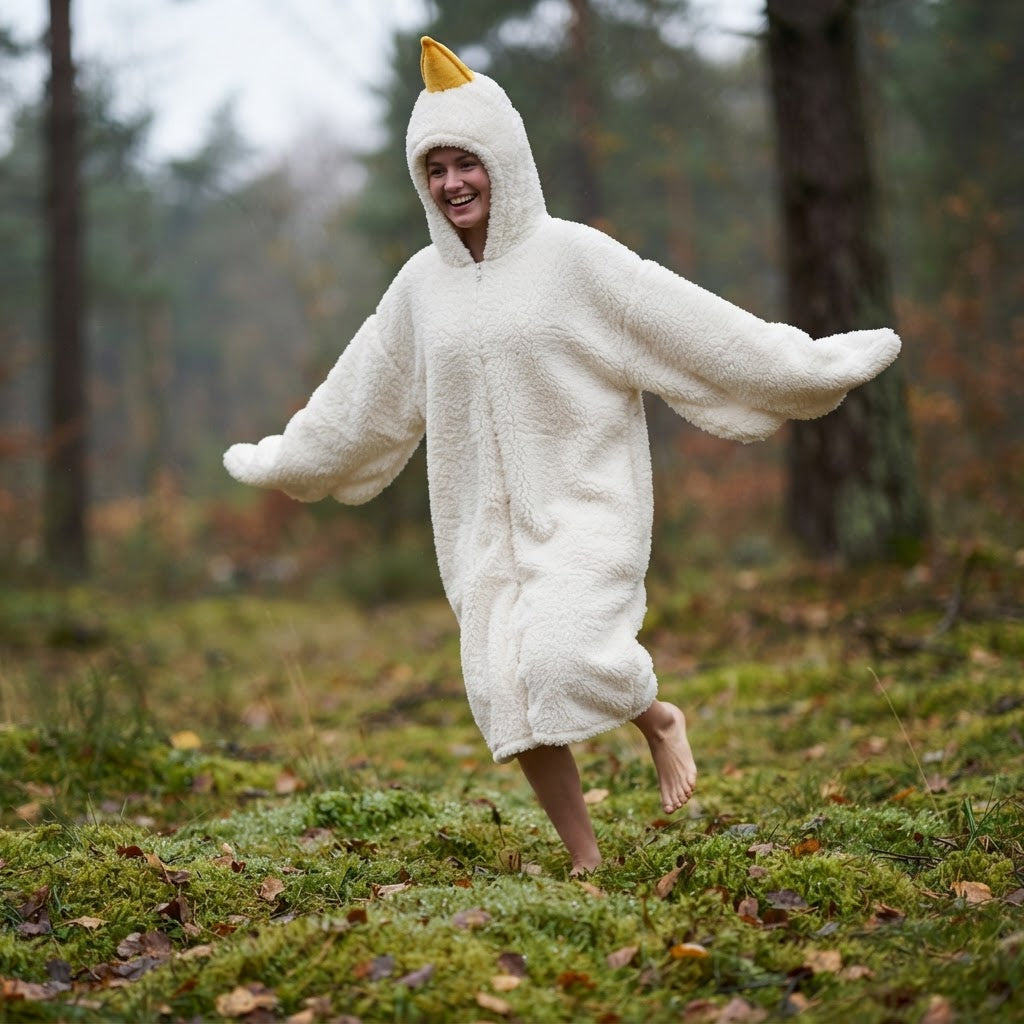 Experience superior softness and durability with the high-quality coral fleece material used in the New Big Goose Coral Velvet Pajamas for Men and Women in Winter Funny Couple Cute Cartoon Elizabeth Duck Home Clothes.