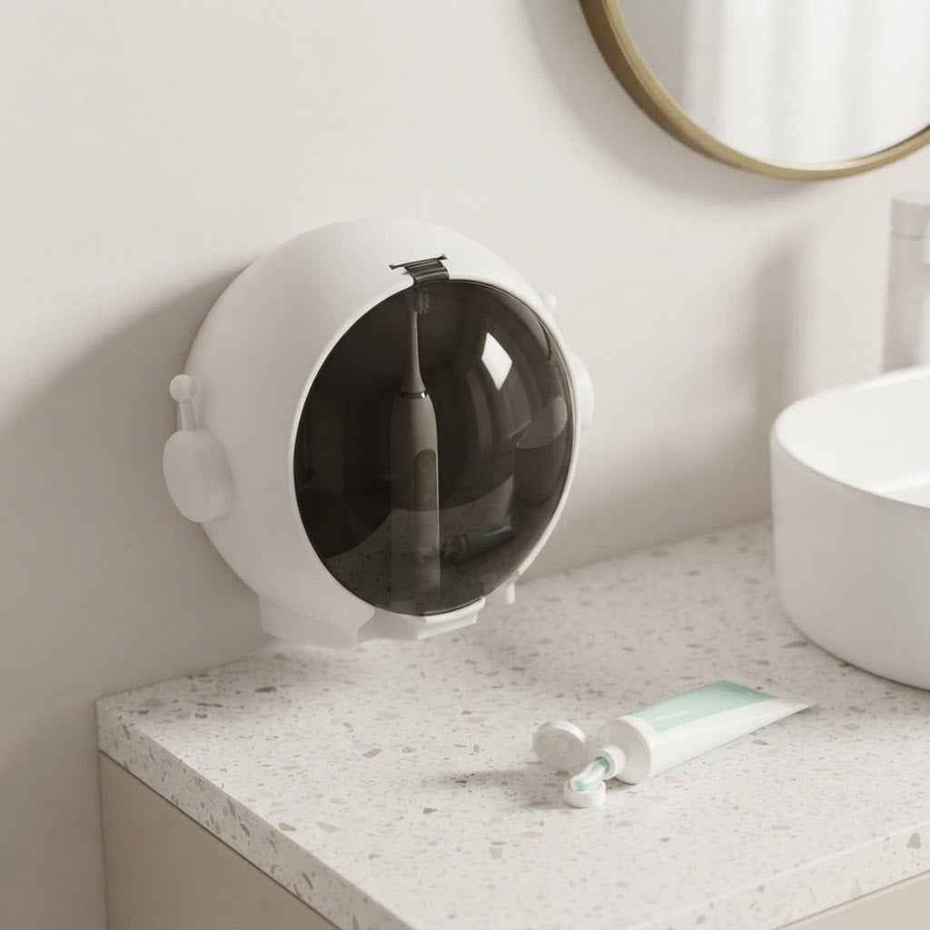 Add charm to your bathroom with the Cartoon Toothbrush Storage Rack Wall-mounted Bathroom Electric Toothbrush Storage Rack Punch-free Bathroom Wall Rack's playful and attractive cartoon design