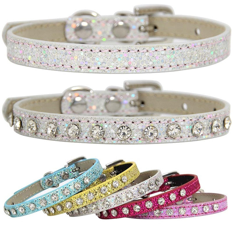 Collier chat et chien strass diamant – Cuir réglable pour chaton