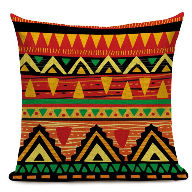 Housse Coussin Géométrique Style Africain - Éléphant Lin Décoration 4
