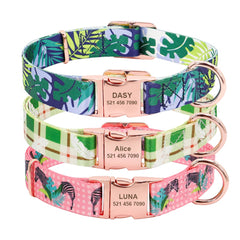 Collier nylon personnalisé avec plaque gravée pour chien et chat