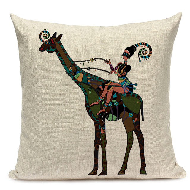 Housse Coussin Géométrique Style Africain - Éléphant Lin Décoration 4