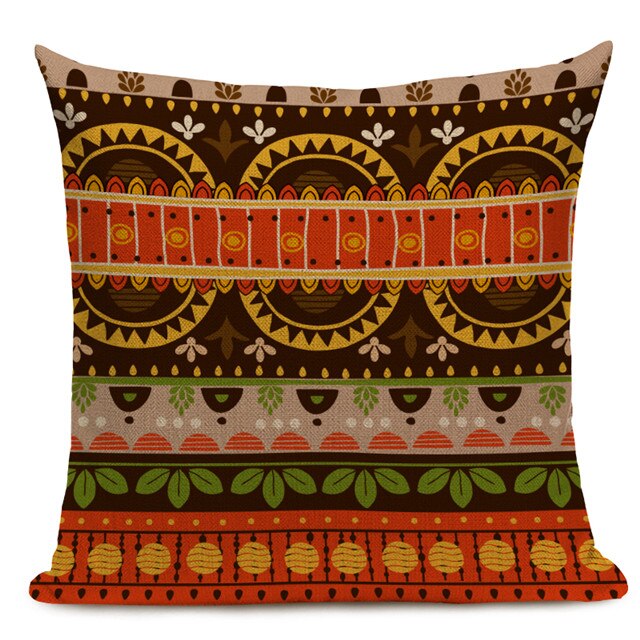 Housse Coussin Géométrique Style Africain - Éléphant Lin Décoration 3