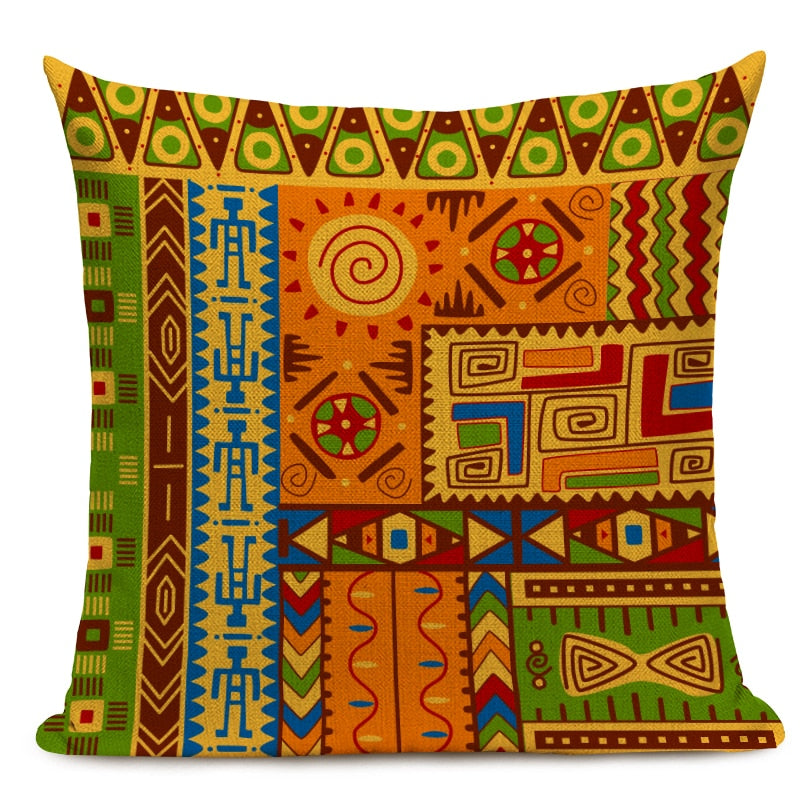 Housse Coussin Géométrique Style Africain - Éléphant Lin Décoration 3