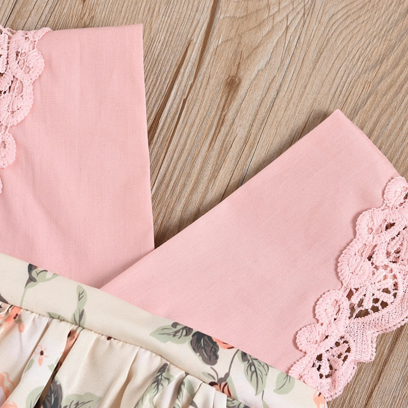 Ensemble 2 pièces bébé fille – Body fleuri et tutu avec bandeau