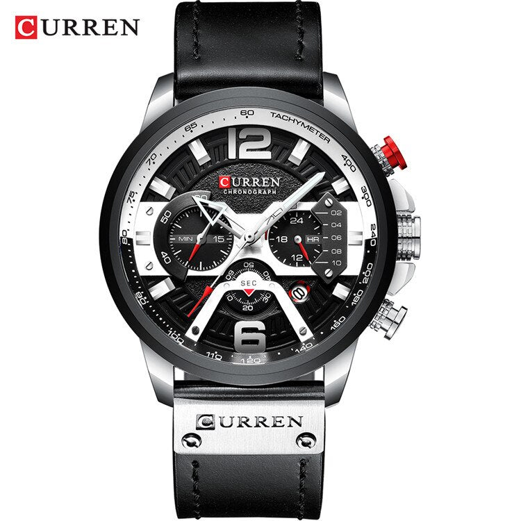 Montre chronographe homme Curren cuir – Sport, étanche, style militaire