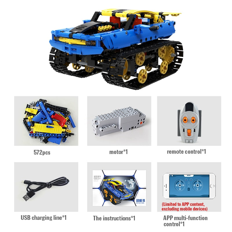 Char militaire RC télécommandé via app – Blocs de construction technique