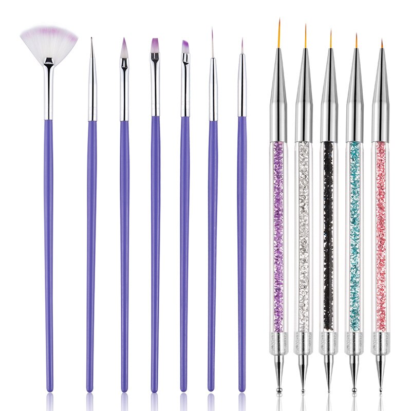 Lot de 5 stylets nail art double embout – Peinture gel UV et strass