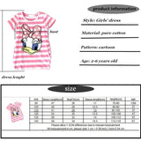 Malayu Baby Toddler Cute Girls Dresses Summer New Cotton Striped Cartoon Embroidery Casual Outfit 1-6Years Children's Clothing