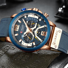 CURREN Luxury Brand Mens Watch Military Leather Wristwatch Man Sports Clock Casual Fashion Chronograph Waterproof Relojes Hombre