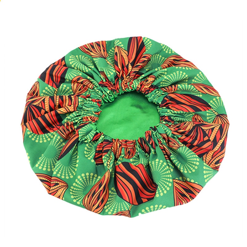 Bonnet Satin Motif Ankara - Foulard Tête Double Couche