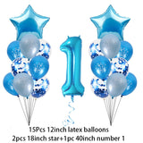 blue happy baby shower boys birthday pull flag banner balloon garland 1 age birth day 12month photo frame first party decor 1st