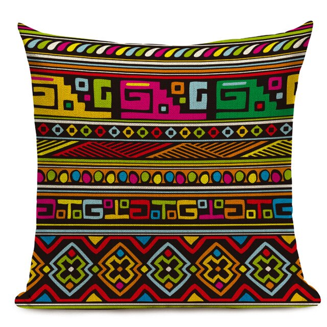 Housse Coussin Géométrique Style Africain - Éléphant Lin Décoration 3