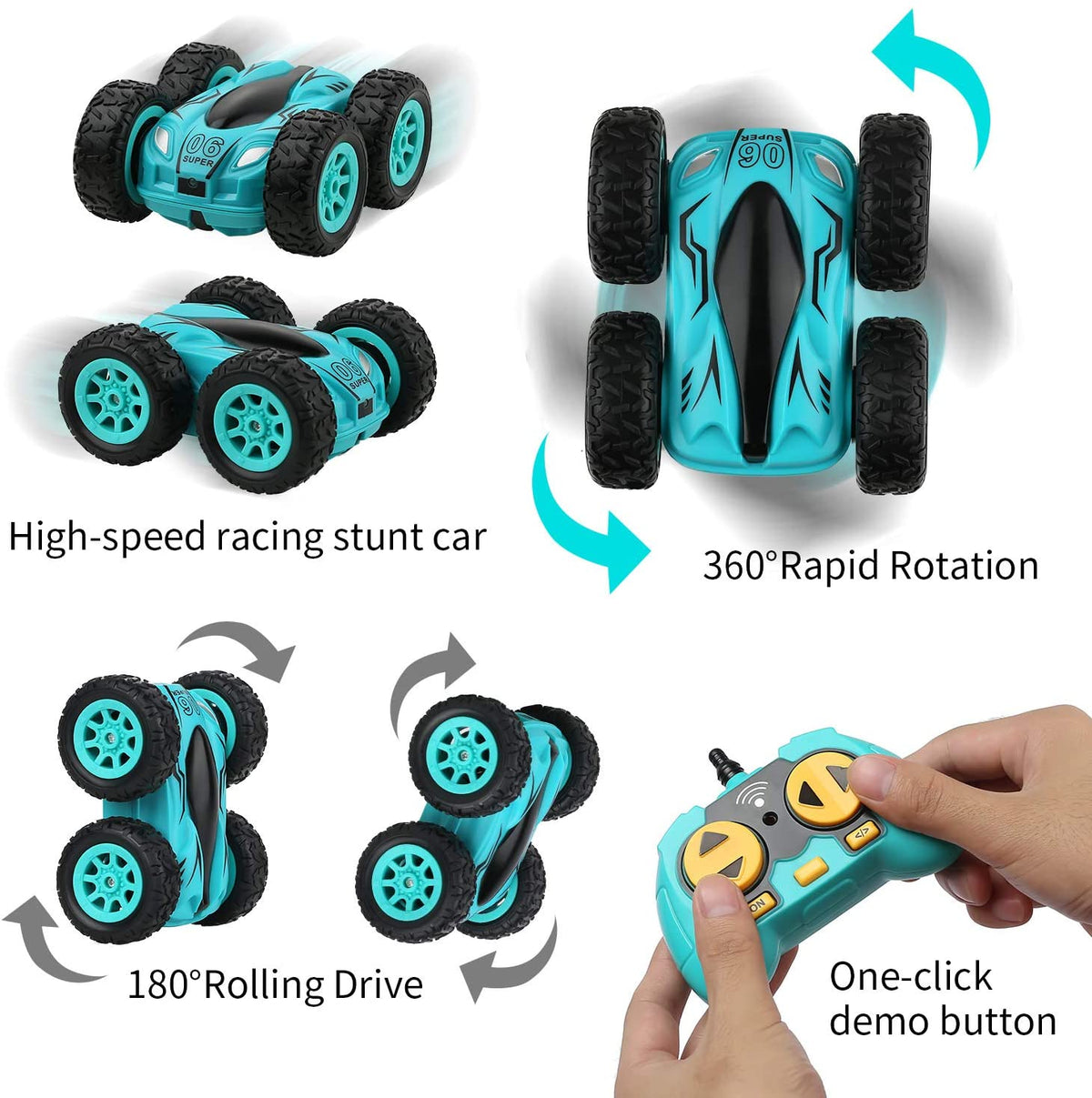 Voiture RC 3,7 pouces 2,4 GHz double face – Drift, flip 360°, tout-terrain