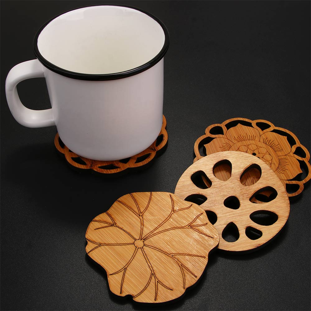 Dessous-de-verre en bois forme lotus – Set de table cuisine et salon