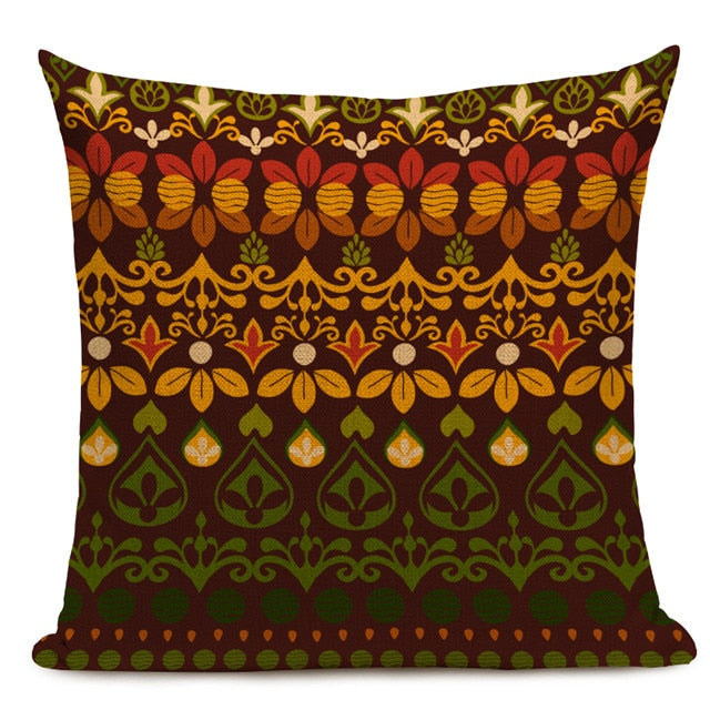 Housse Coussin Géométrique Style Africain - Éléphant Lin Décoration 3