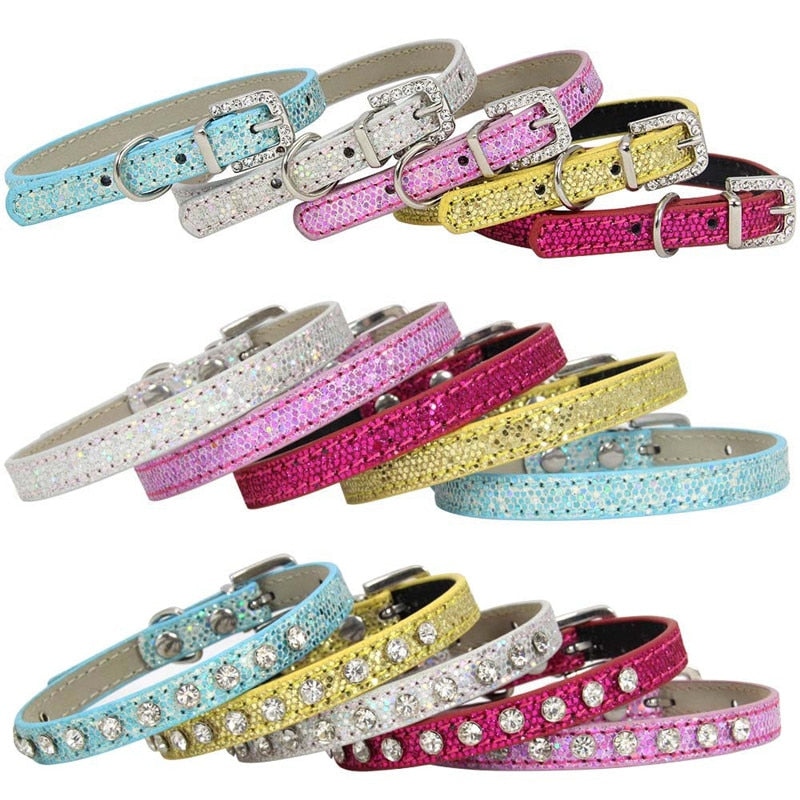 Collier chat et chien strass diamant – Cuir réglable pour chaton