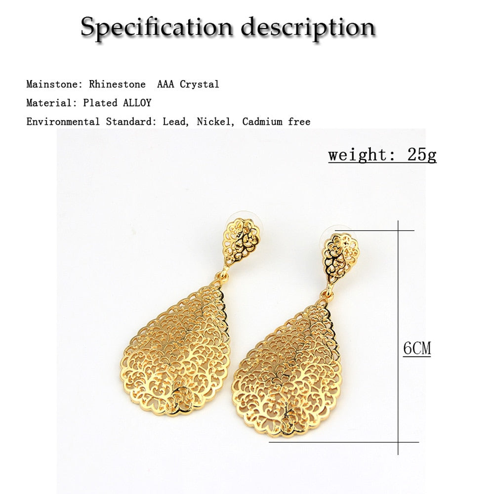Boucles d'Oreilles Pendantes Métal Doré Sunspicems - Bijou Africain