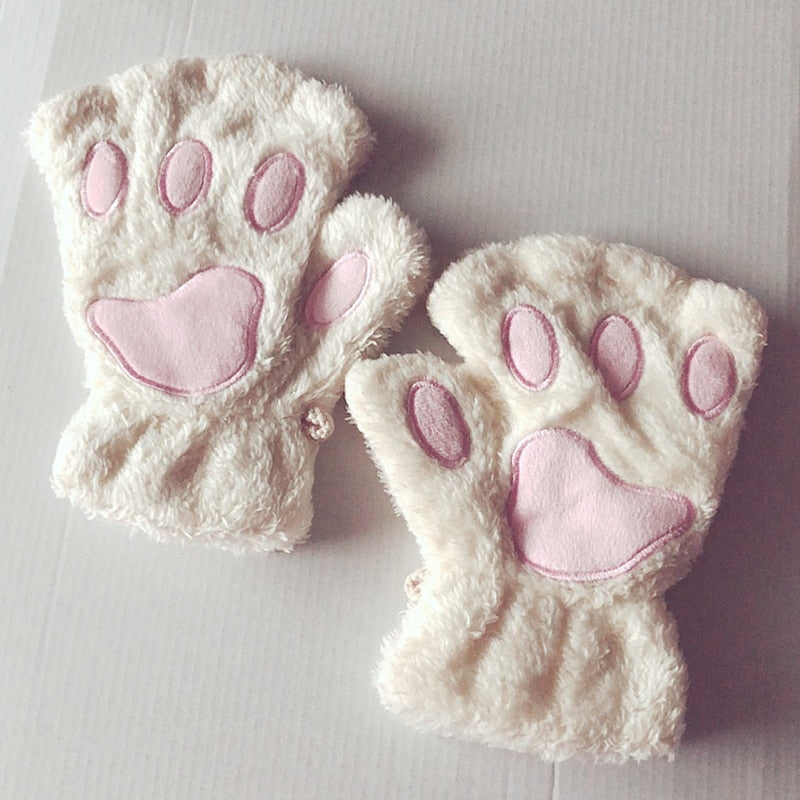 Gants Femme Patte d'Ours en Peluche - Moufles Hiver Chaudes