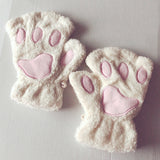 Women Bear Plush Cat Paw Claw Gloves Winter Faux Fur Cute Kitten Fingerless Mittens Gloves Christmas Halloween for Womens Girls