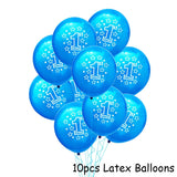 blue happy baby shower boys birthday pull flag banner balloon garland 1 age birth day 12month photo frame first party decor 1st