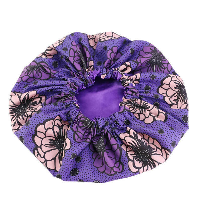 Bonnet Satin Motif Ankara - Foulard Tête Double Couche
