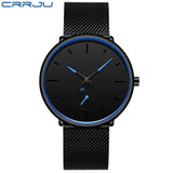 CRRJU Fashion Mens Watches Ultra Thin Quartz Watch Men 2020 New Casual Mesh Belt Waterproof Stylish Watches Relogio Masculino