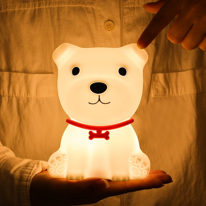 Veilleuse LED chien avec capteur tactile et télécommande pour enfant