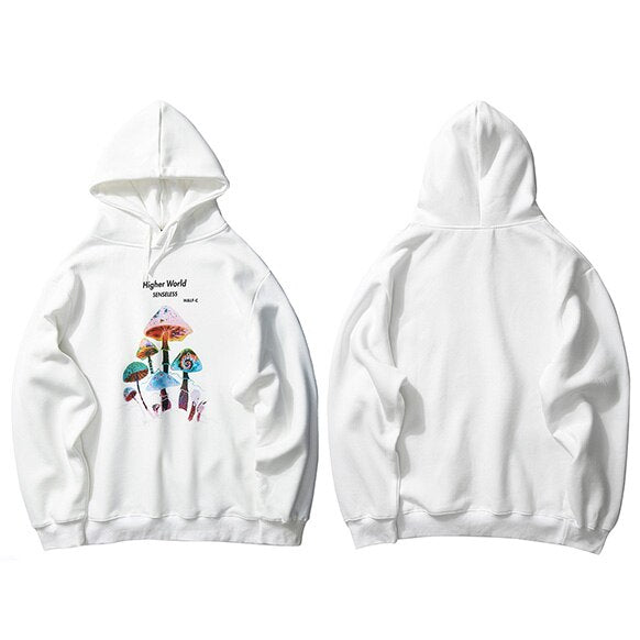 Sweat à capuche homme Hip Hop champignon arc-en-ciel – Coton Harajuku