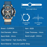CURREN Luxury Brand Mens Watch Military Leather Wristwatch Man Sports Clock Casual Fashion Chronograph Waterproof Relojes Hombre