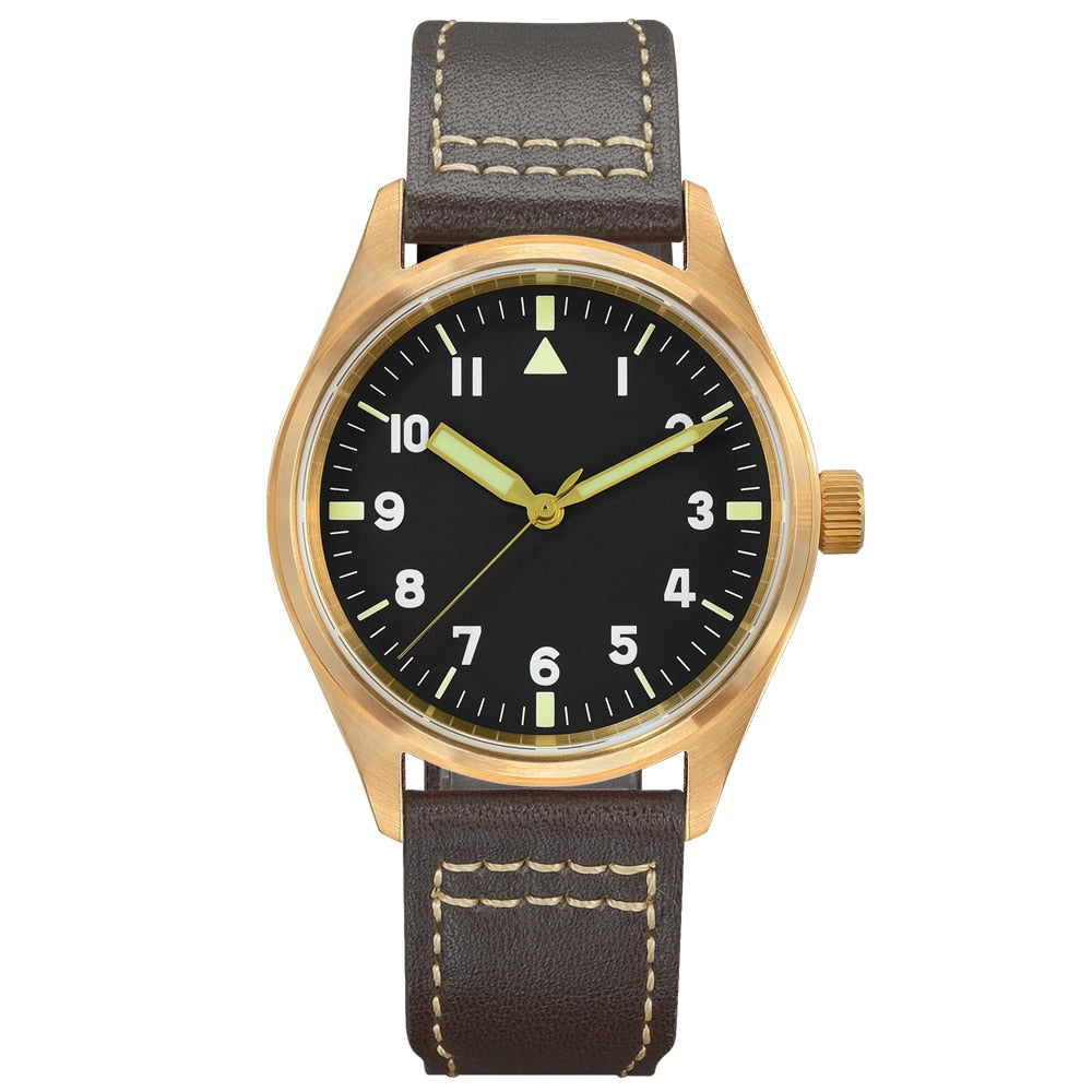 Montre pilote mécanique San Martin Bronze – Lumineux, étanche 200 m