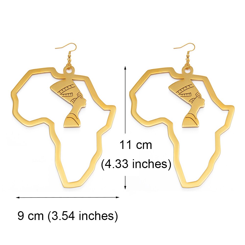 Boucles d'Oreilles Néfertiti Dorées - Bijou Carte Afrique Anniyo 2