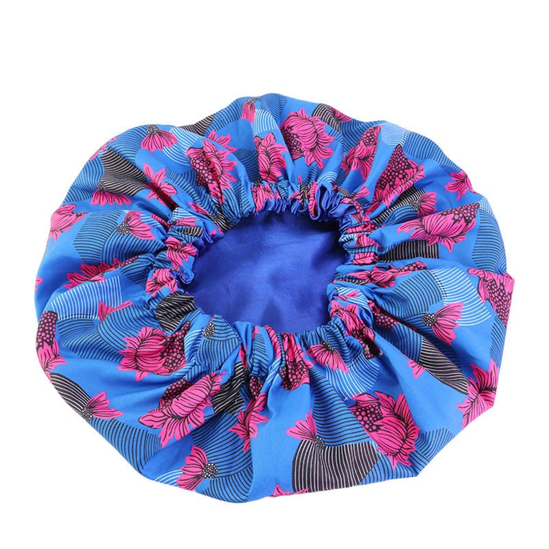 Bonnet Satin Motif Ankara - Foulard Tête Double Couche