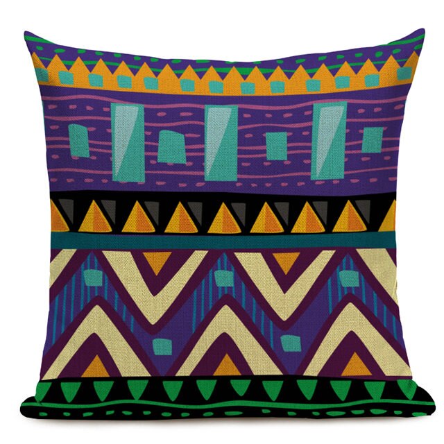 Housse Coussin Géométrique Style Africain - Éléphant Lin Décoration 4