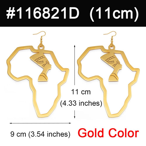 Boucles d'Oreilles Néfertiti Dorées - Bijou Carte Afrique Anniyo 2