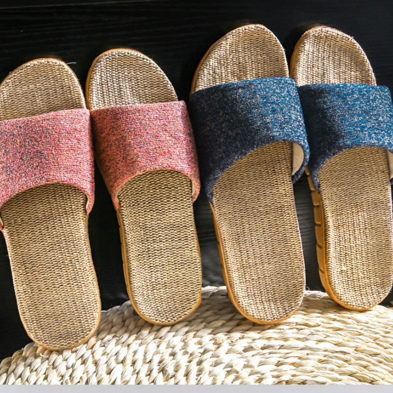 Chaussons en lin pour femme – Sandales légères à bout ouvert pour l'été