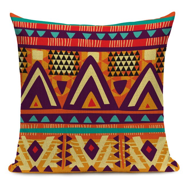 Housse Coussin Géométrique Style Africain - Éléphant Lin Décoration 4
